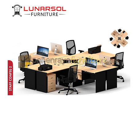 Panen Raya Furniture Workstation Staff 4 Seater Lunar Staff Config 2