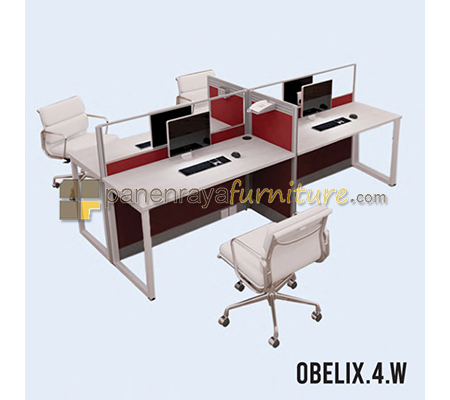 Panen Raya Furniture Workstation 4 Seater HPL Indachi Obelix.4.W 