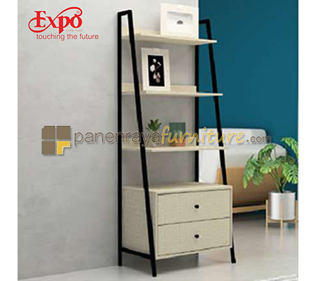 Panen Raya Display Cabinet 3 Susun Plus 2 Laci Expo DC 6425 Tecido-Black Metal 64x40x160