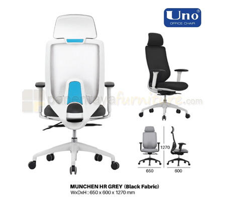 Panen Raya Furniture Kursi Kantor UNO Munchen HR Grey-Black