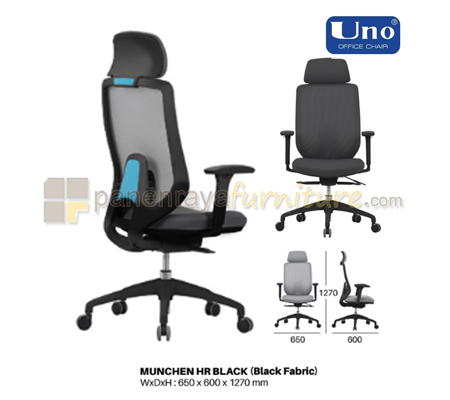 Panen Raya Furniture Kursi Kantor UNO Munchen HR Black-Black