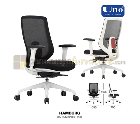 Panen Raya Furniture Kursi Kantor UNO Hamburg White-Black