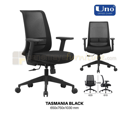 Panen Raya Furniture Kursi Kantor UNO Tasmania Black-Black