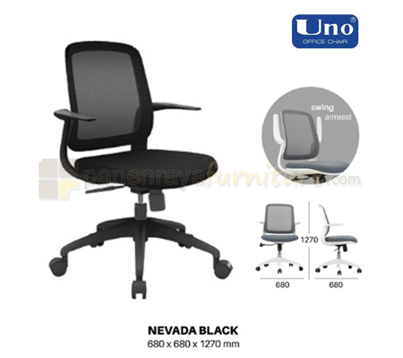 Panen Raya Furniture Kursi Kantor UNO Nevada Black-Black