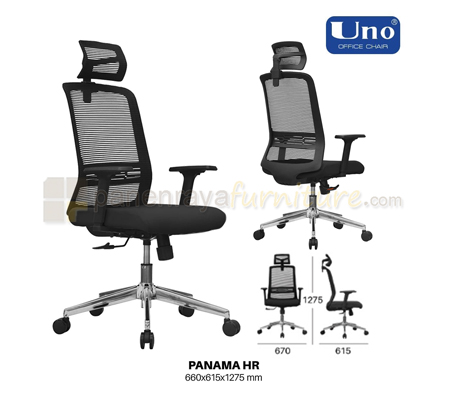 Panen Raya Furniture Kursi Kantor UNO Panama HR Black-Black