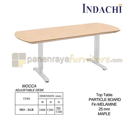 Panen Raya Furniture Meja Kerja Indachi Mocca Adjustable Desk MO 24 B Melamine 2400x1200x700-1160  