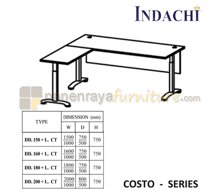 Panen Raya Furniture Meja Kantor Indachi Costo DD 200 L CT 200x80x75 Maple Melamine