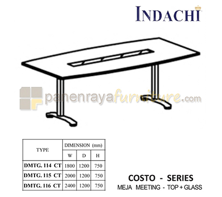 Panen Raya Furniture Meja Meeting Top Plus Glass Indachi Costo DMTG 115 CT Maple 200x120x75 Melamine