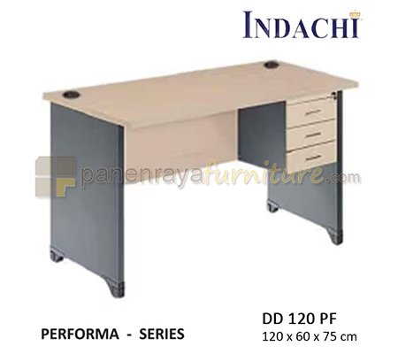 Panen Raya Furniture Meja Kantor Plus Laci Gantung Indachi Performa DD 120 PF Maple 120x60x75 Melamine