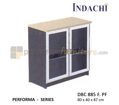 Panen Raya Furniture Lemari Arsip Rendah Pintu Kaca Frame Indachi Performa DBC 885 F PF Maple 80x40x87 Melamine