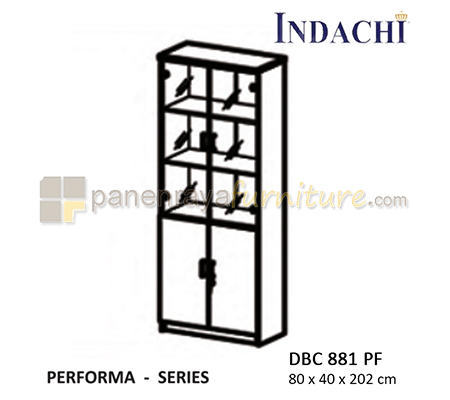 Panen Raya Furniture Lemari Arsip Tinggi Pintu Panel Plus Pintu Kaca Indachi Performa DBC 881 PF Maple 80x40x202