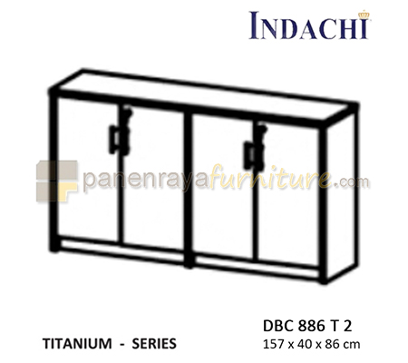 Panen Raya Furniture Lemari Arsip Rendah Double Pintu Panel Indachi Titanium DBC 886 T 2 Maple 157x40x86 Melamine