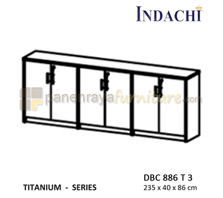 Panen Raya Furniture Lemari Arsip Rendah Triple Pintu Panel Indachi Titanium DBC 886 T 3  Maple 235x40x86 Melamine