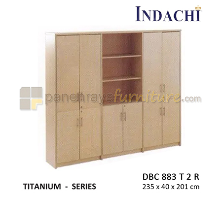 Panen Raya Furniture Lemari Arsip Tinggi Kombinasi Pintu Panel dan Rak Indachi Titanium DBC 883 T 2 R Maple 235x40x201