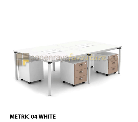 Panen Raya Furniture Workstation Staff 4 Seater HighPoint Metric 04 1470 White
