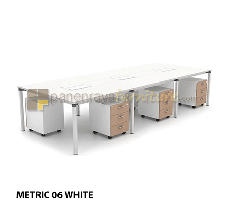 Panen Raya Furniture Workstation Staff 6 Seater HighPoint Metric 06 1270 White