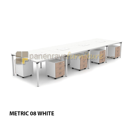 Panen Raya Furniture Workstation Staff 8 Seater HighPoint Metric 08 1470 White