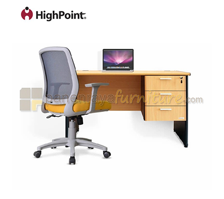 Panen Raya Furniture Meja Kantor HighPoint BOD 034 Beech 140x70x75 Plus Laci Gantung 3 Laci