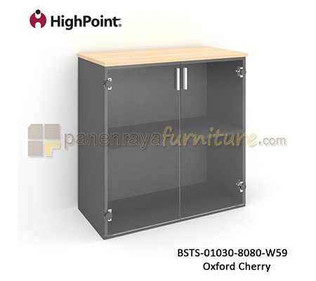 Panen Raya Furniture Lemari Arsip Rendah 2 Pintu Kaca HighPoint Storio BSTS 01030 8080 W59 Light Beech