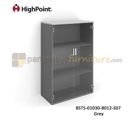 Panen Raya Furniture Lemari Arsip Tinggi 2 Pintu Kaca HighPoint Storio BSTS 01030 8012 S07 Grey