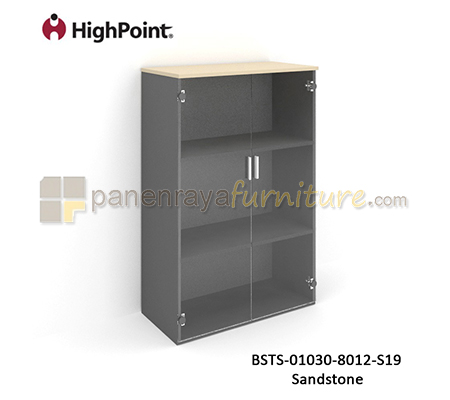 Panen Raya Furniture Lemari Arsip Tinggi 2 Pintu Kaca HighPoint Storio BSTS 01030 8012 S19 Sandstone