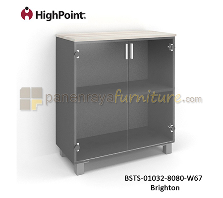 Panen Raya Furniture Lemari Arsip Rendah 2 Pintu Kaca Kaki Plastik HighPoint Storio BSTS 01032 8080 W67 Brighton