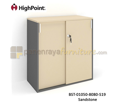 Panen Raya Furniture Lemari Arsip Rendah 2 Pintu Sliding HighPoint Storio BST 01050 8080 S19 Sandstone