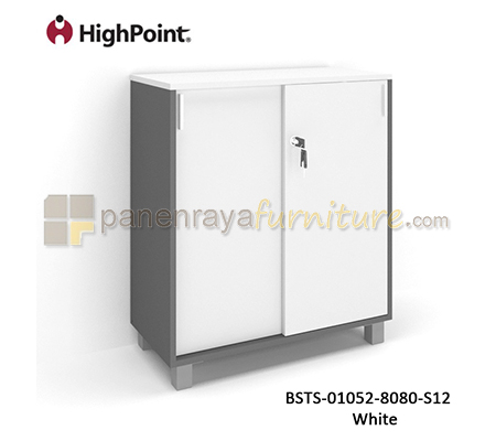 Panen Raya Furniture Lemari Arsip Rendah 2 Pintu Sliding Kaki Plastik HighPoint Storio BSTS 01052 8080 S12 White