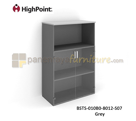 Panen Raya Furniture Lemari Arsip Tinggi Kombinasi Rak Dan 2 Pintu Kaca HighPoint Storio BSTS 010B0 8012 S07 Grey