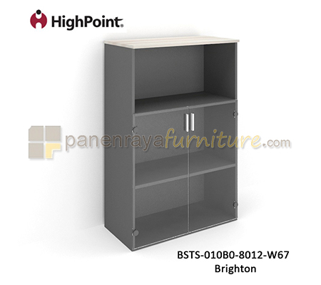 Panen Raya Furniture Lemari Arsip Tinggi Kombinasi Rak Dan 2 Pintu Kaca HighPoint Storio BSTS 010B0 8012 W67 Brighton