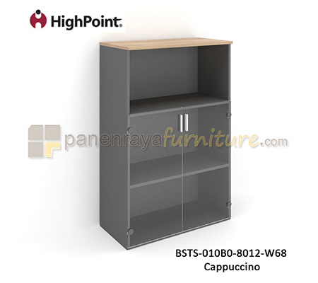 Panen Raya Furniture Lemari Arsip Tinggi Kombinasi Rak Dan 2 Pintu Kaca HighPoint Storio BSTS 010B0 8012 W68 Cappuccino