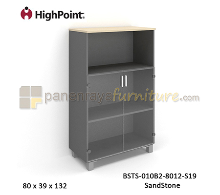 Panen Raya Furniture Lemari Arsip Tinggi Kombinasi Pintu Kaca Kaki Plastik HighPoint Storio BSTS 010B2 8012 S19 Sandstone