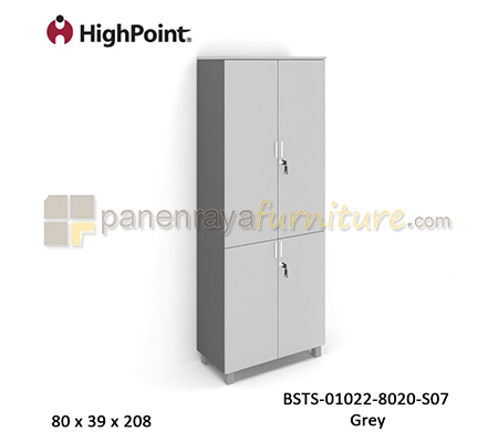 Panen Raya Furniture Lemari Arsip Tinggi Full 4 Pintu Panel Kaki Plastik HighPoint Storio BSTS 01022 8020 S07 Grey