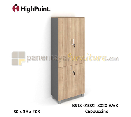 Panen Raya Furniture Lemari Arsip Tinggi Full 4 Pintu Panel Kaki Plastik HighPoint Storio BSTS 01022 8020 W68 Cappuccino