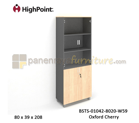 Panen Raya Furniture Lemari Arsip Tinggi Full Pintu Kombinasi Kaki Plastik HighPoint Storio BSTS 01042 8020 W59 Cherry
