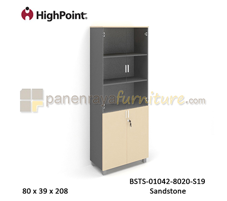 Panen Raya Furniture Lemari Arsip Tinggi Full Pintu Kombinasi Kaki Plastik HighPoint Storio BSTS 01042 8020 S19 Sandstone