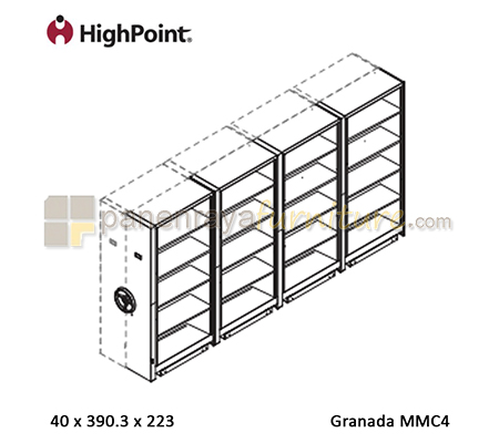 Panen Raya Furniture Mechanical Mobile Compactor 4 Columns HighPoint Granada MMC4 40x391x223