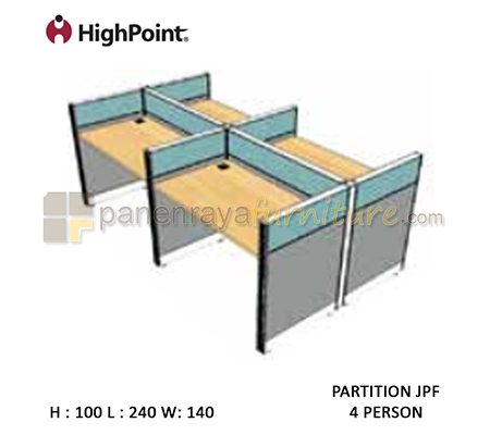 Panen Raya Furniture Workstation 4 Seater Tinggi 100 HighPoint Partition JPF Light Grey