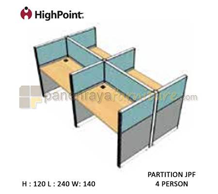 Panen Raya Furniture Workstation 4 Seater Tinggi 120 HighPoint Partition JPF Oxford Cherry
