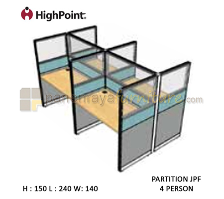 Panen Raya Furniture Workstation 4 Seater Glass Tinggi 150 HighPoint Partition JPF Cappuccino