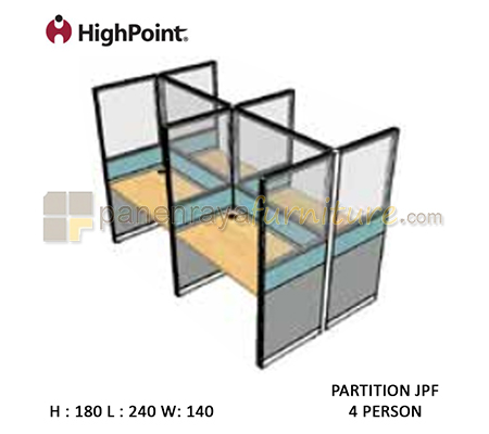 Panen Raya Furniture Workstation 4 Seater Glass Tinggi 180 HighPoint Partition JPF Light Grey