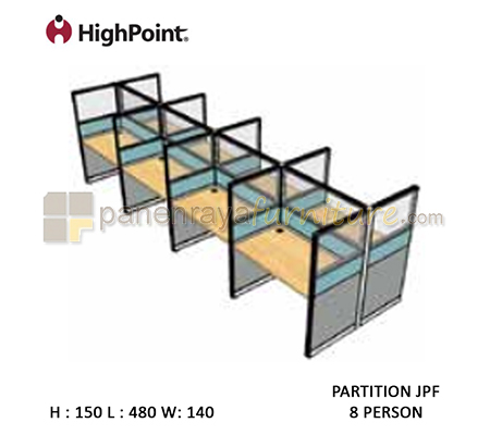 Panen Raya Furniture Workstation 8 Seater Glass Tinggi 150 HighPoint Partition JPF Light Grey