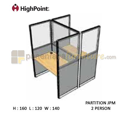 Panen Raya Furniture Workstation 2 Seater Glass Tinggi 180 HighPoint Partition JPM Light Grey
