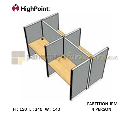Panen Raya Furniture Workstation 4 Seater Tinggi 150 HighPoint Partition JPM Light Grey