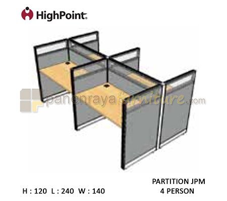 Panen Raya Furniture Workstation 4 Seater Glass Tinggi 120 HighPoint Partition JPM Cappuccino