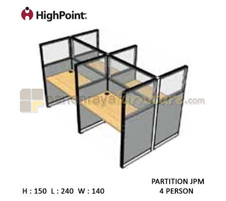 Panen Raya Furniture Workstation 4 Seater Glass Tinggi 150 HighPoint Partition JPM Oxford Cherry