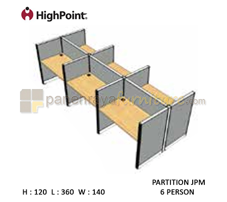 Panen Raya Furniture Workstation 6 Seater Tinggi 120 HighPoint Partition JPM Cappuccino