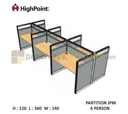 Panen Raya Furniture Workstation 6 Seater Glass Tinggi 120 HighPoint Partition JPM Cappuccino