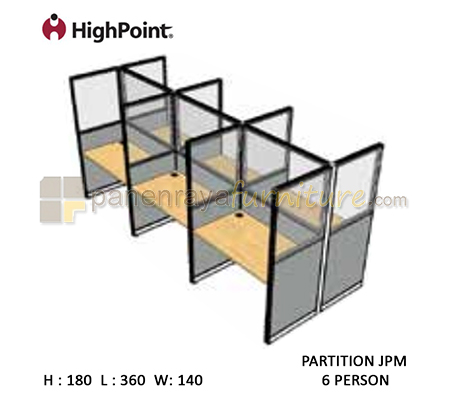 Panen Raya Furniture Workstation 6 Seater Glass Tinggi 180 HighPoint Partition JPM Light Grey