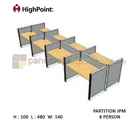 Panen Raya Furniture Workstation 8 Seater Tinggi 100 HighPoint Partition JPM Oxford Cherry